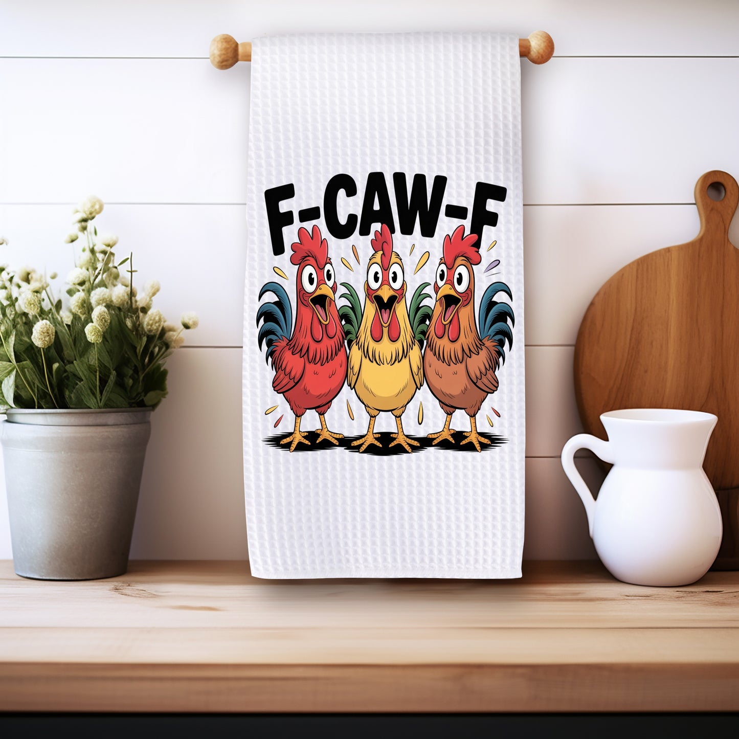 Funny Microfiber Kitchen Towels – Waffle Texture, Fast-Drying - F-CAW-F (Fuck Off)