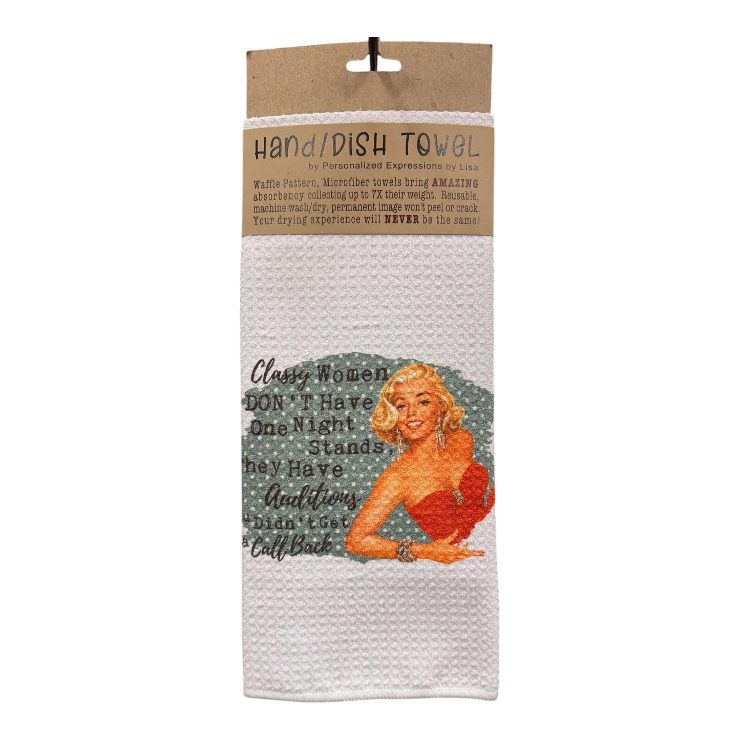 Funny Microfiber Kitchen Towels – Waffle Texture, Fast-Drying - Retro Version - Classy Women Don't Have One Night Stands