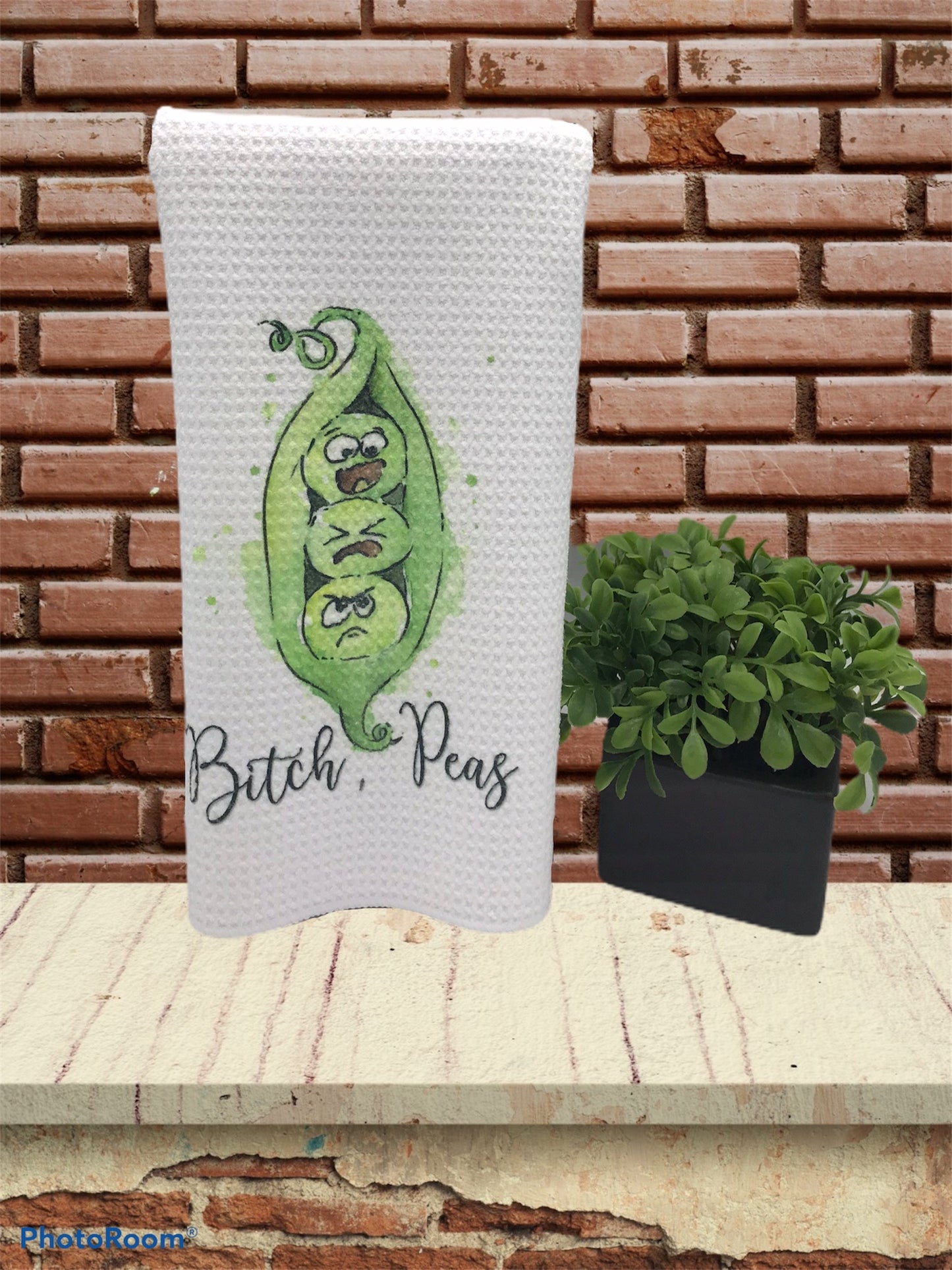 The Original Bitch, Peas (Three Peas Pod), Funny Kitchen Towels, Three Peas in a Pod, Punny Towel