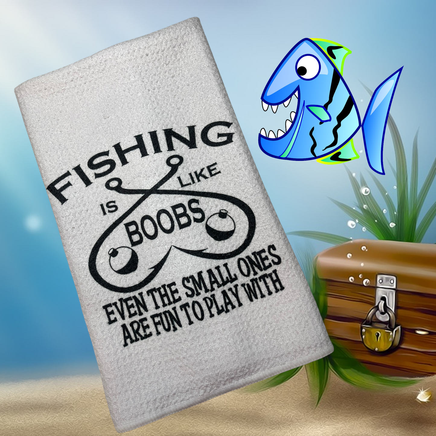 Fishing is like Boobs Funny Hand Towel