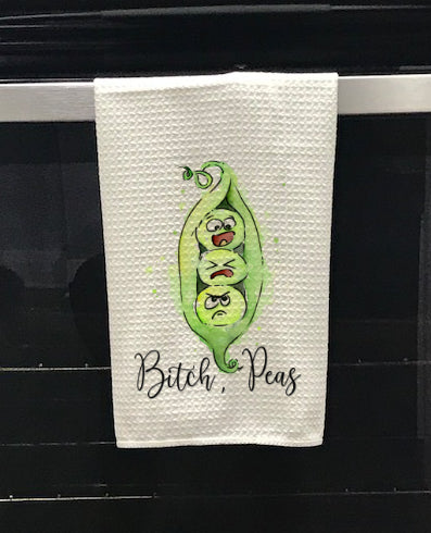 The Original Bitch, Peas (Three Peas Pod), Funny Kitchen Towels, Three Peas in a Pod, Punny Towel