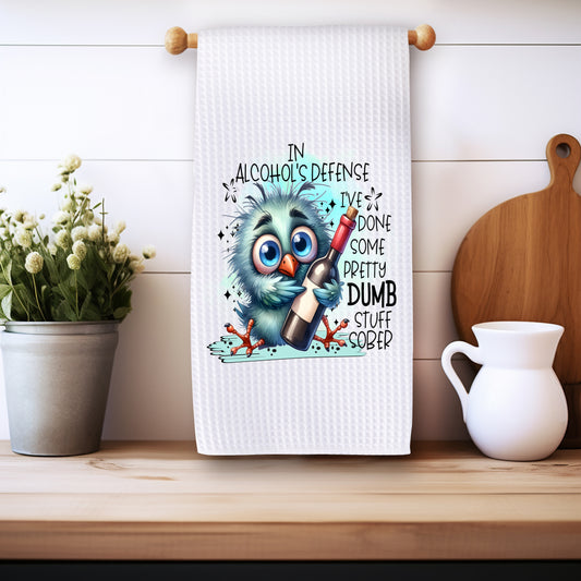 Funny Microfiber Kitchen Towels – Waffle Texture, Fast-Drying - In Alcohols Defense