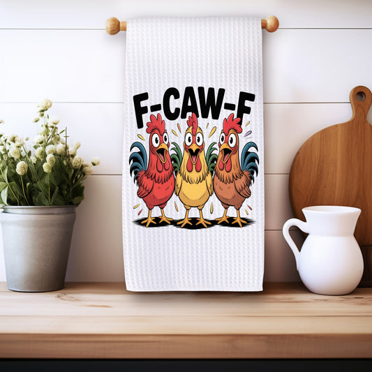 Funny Microfiber Kitchen Towels – Waffle Texture, Fast-Drying - F-CAW-F (Fuck Off)