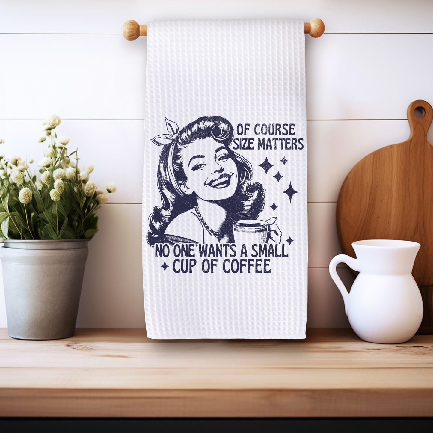 Funny Microfiber Kitchen Towels – Waffle Texture, Fast-Drying - Of Course Size Matters