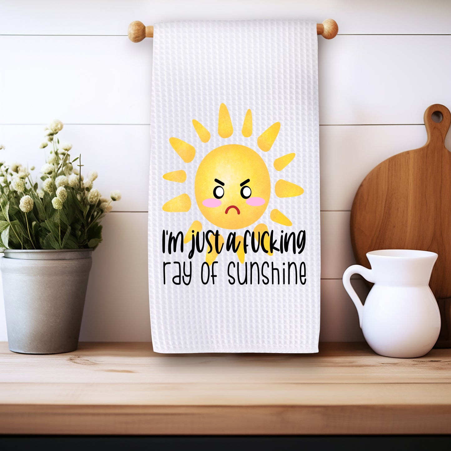 Funny Microfiber Kitchen Towels – Waffle Texture, Fast-Drying - Ray of Fucking Sunshine