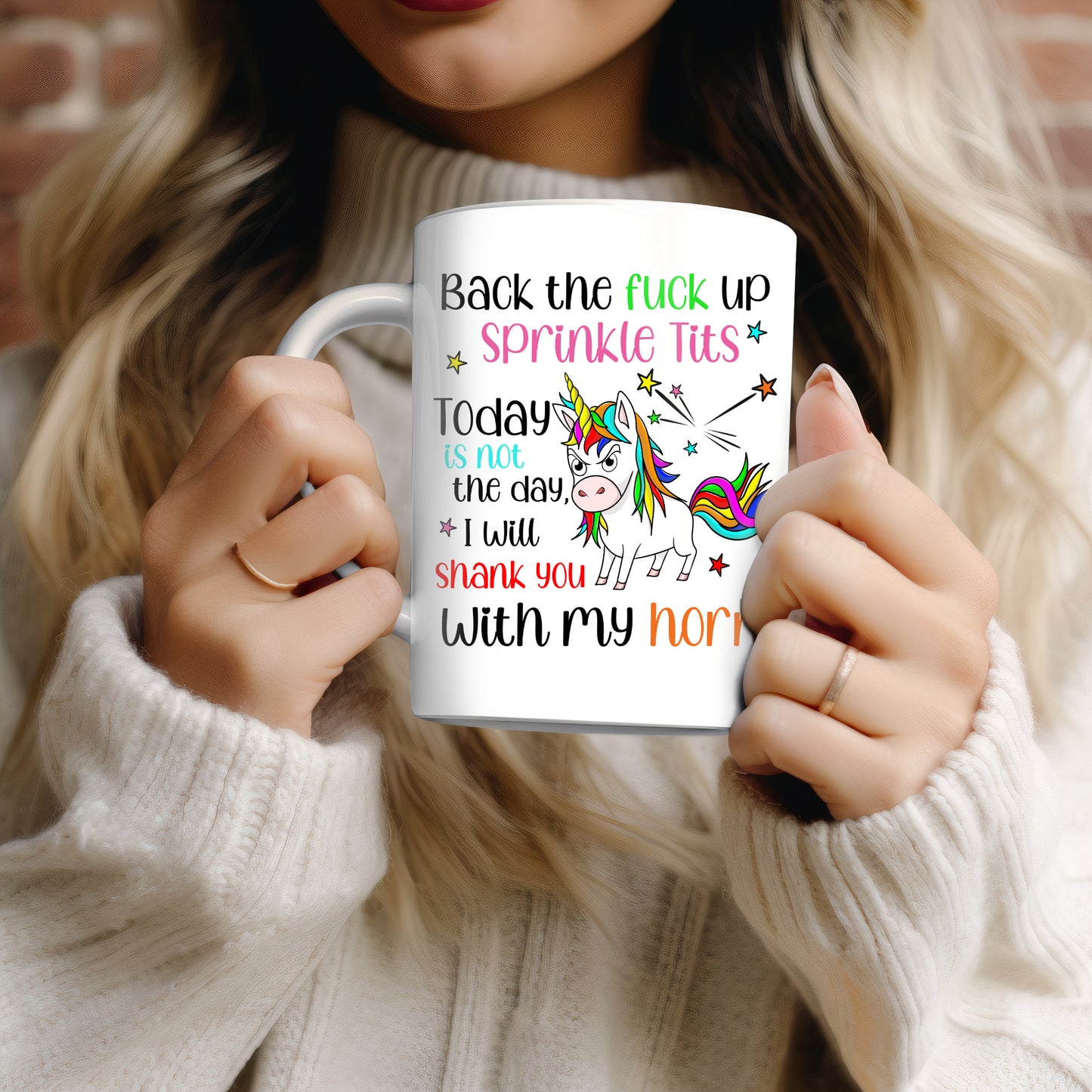 Funny Snarky Ceramic 15oz Mug - Unicorn Shank You With My Horn