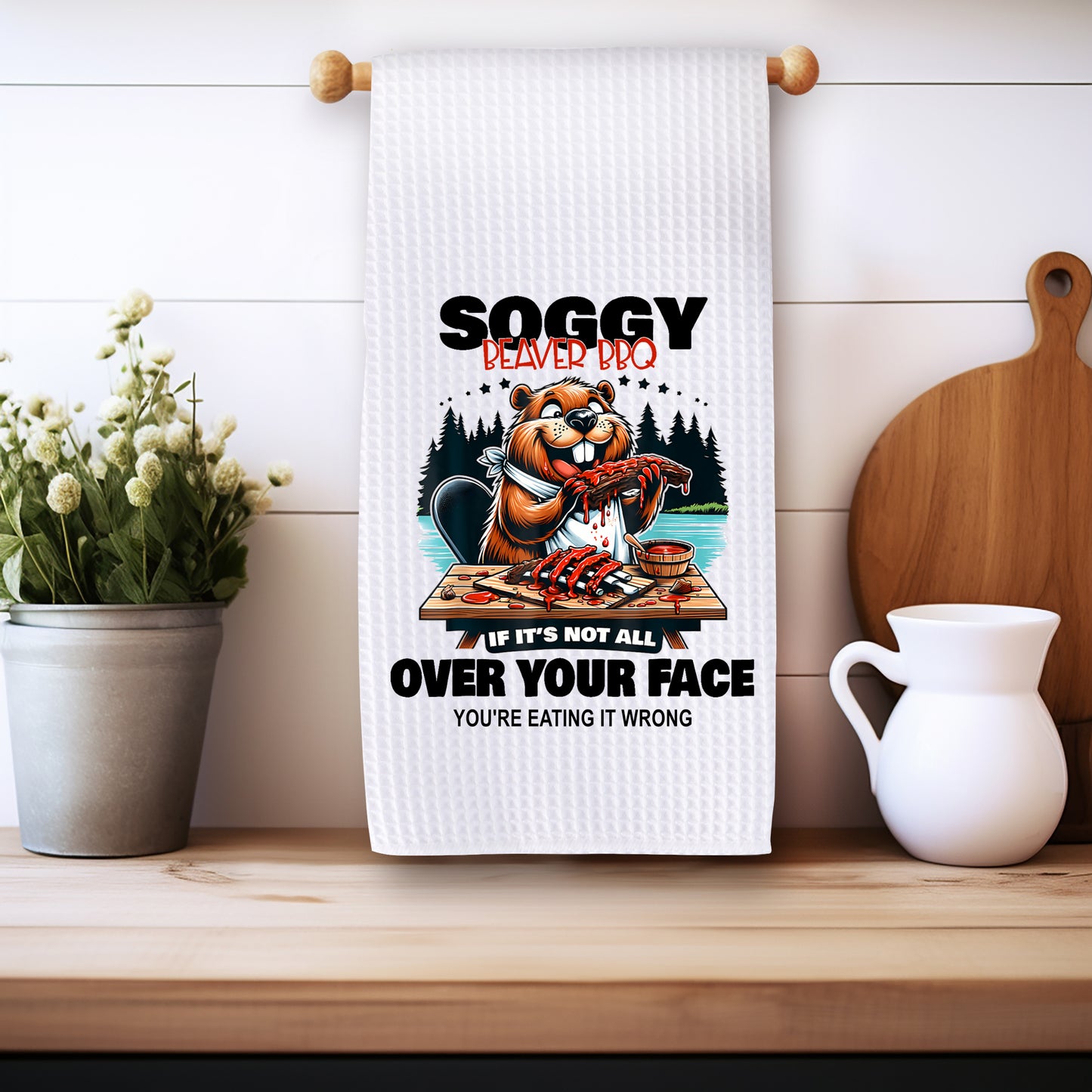 Funny Microfiber Kitchen Towels – Waffle Texture, Fast-Drying - Soggy Beaver
