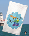 Show your Michigan pride with a rainbow Michigan kitchen towel, colorful towel to celebrate the Mitten state