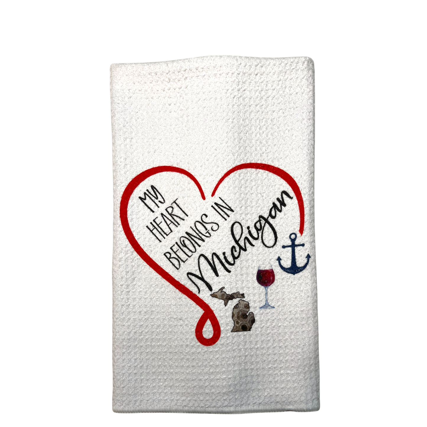 My Heart Belongs to Michigan Kitchen Towel