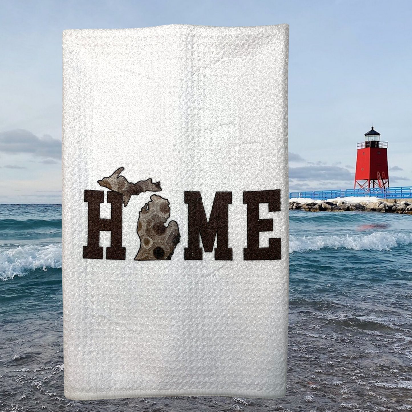 Home is where your Petoskey stone is Kitchen Towel