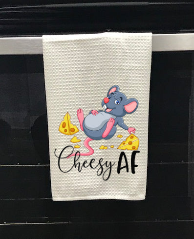 Cheesy AF (Mouse) Cute Kitchen Towel