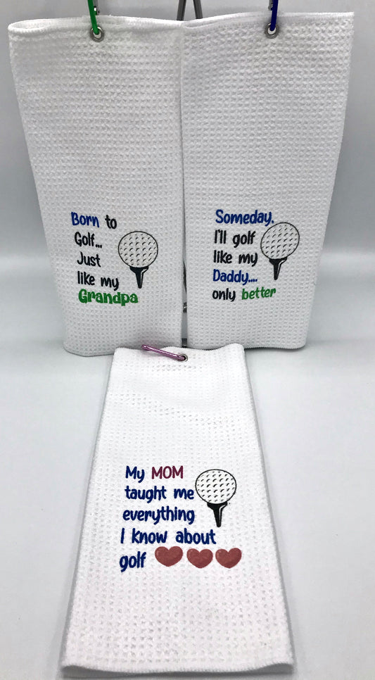 Junior Hanging Golf Towels - Teach the Kiddos young to express themselves on the course