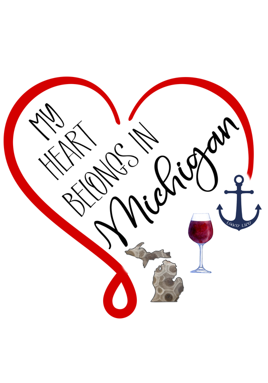 My Heart Belongs to Michigan Kitchen Towel
